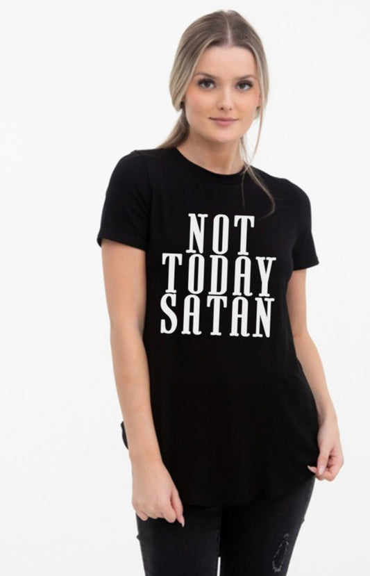 BLACK NOT TODAY SATAN TEE