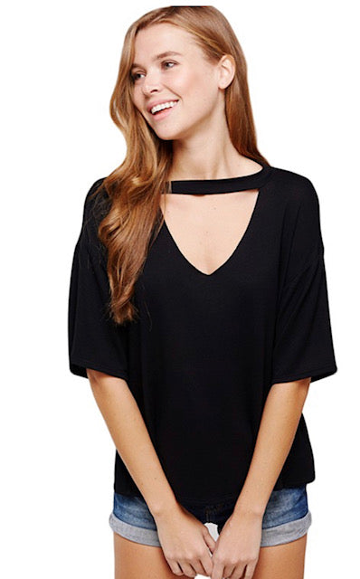 CHOKER NECK SHORT SLEEVE TEE