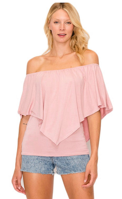 BLUSH OFF THE SHOULDER TEE